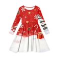 thumbnail image 2 of Grblisyd Girls Christmas Long Sleeve Dress Crew Neck Xmas Printed A-Line Dress Twirl Swing Party Dresses, 2 of 4