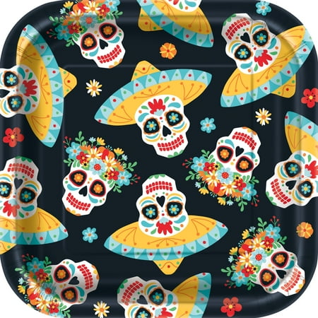 Way to Celebrate Day of the Dead Paper Dessert Plates, 7in, 10ct