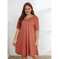 thumbnail image 4 of ebukurty Plus Size Women's Nightgown Short Sleeves V Neck Pajamas, Sizes 1XL-3XL, 4 of 6