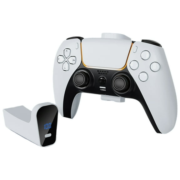 Rechargeable Battery Pack for PS5/Slim/Pro Controller with 2000mAh Type-C Fast Charging, Digital Display, Quad Protection & Wireless Charging-White
