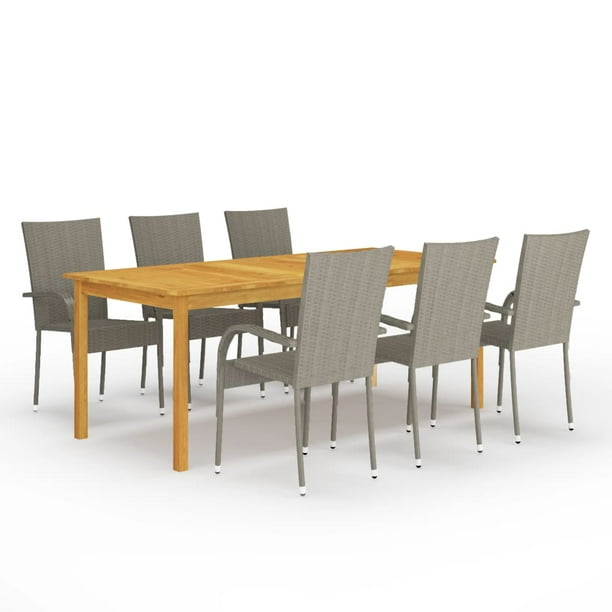 YLSHRF 7 Piece Patio Dining Set GrayOutdoor Furniture Sets - Walmart.com