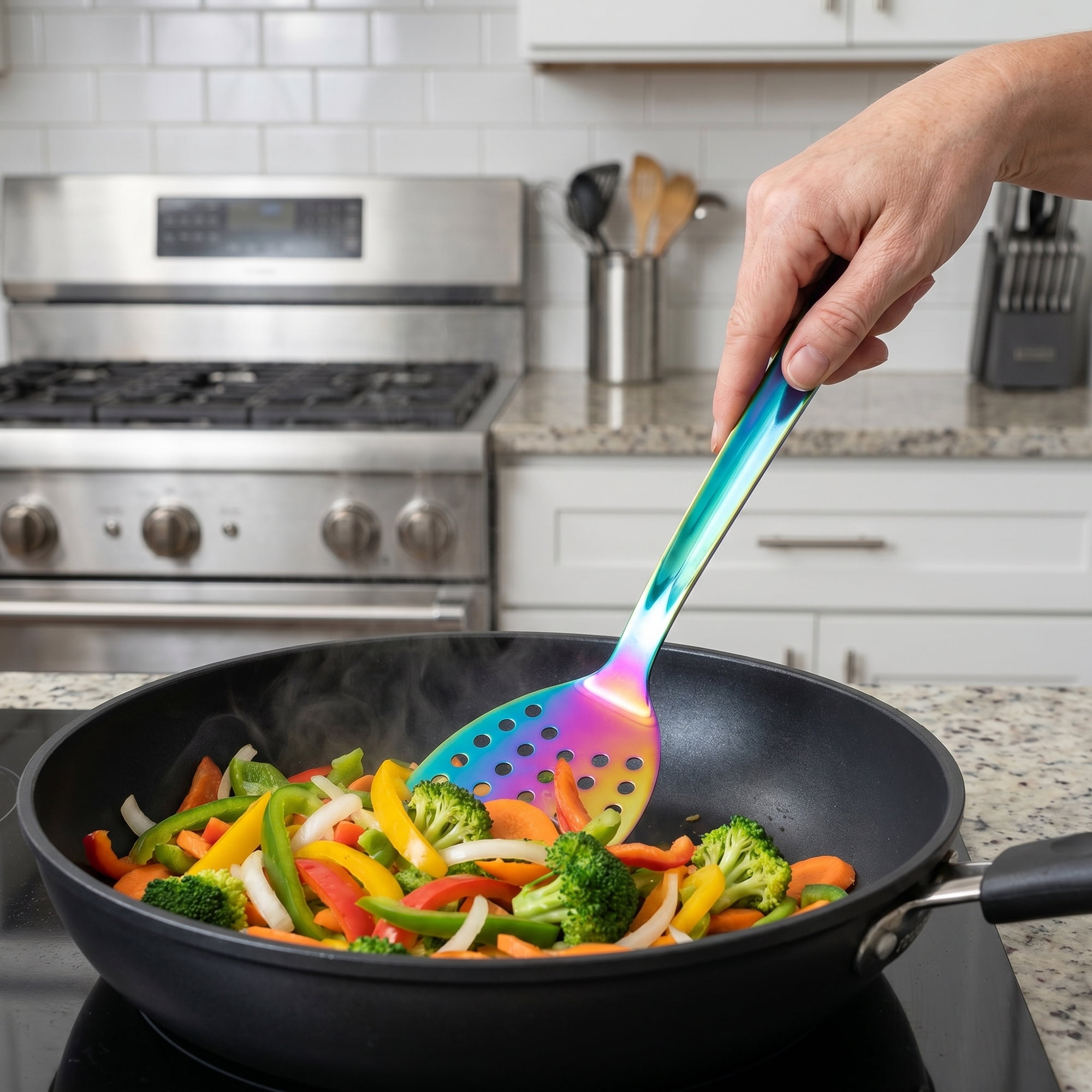 Unique Bargains Kitchen Heat-Resistant Cooking Tool with Long Handle Colorful 13x3.1 in