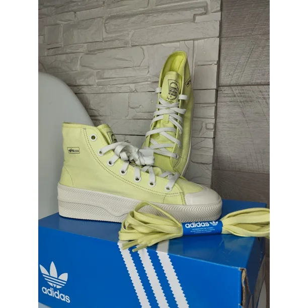 Adi-das Originals Nizza 2 Canvas Mens Shoes High Top Bright Yellow US 6.5