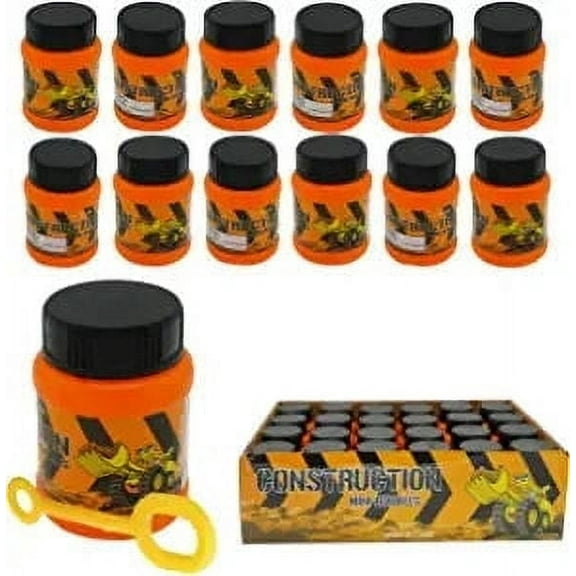 4E's Novelty 24 Pack Mini Bubbles – Construction Party Favors for Kids, 1 oz Bubble Bottles
