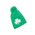 thumbnail image 2 of CTM® Lucky Three Leaf Clover Knit Beanie Cap, 2 of 2