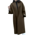 thumbnail image 2 of IROINNID Women's Comfy Long Coat Solid Color Trench Coat Long Sleeve Outwear, Brown, 2 of 5