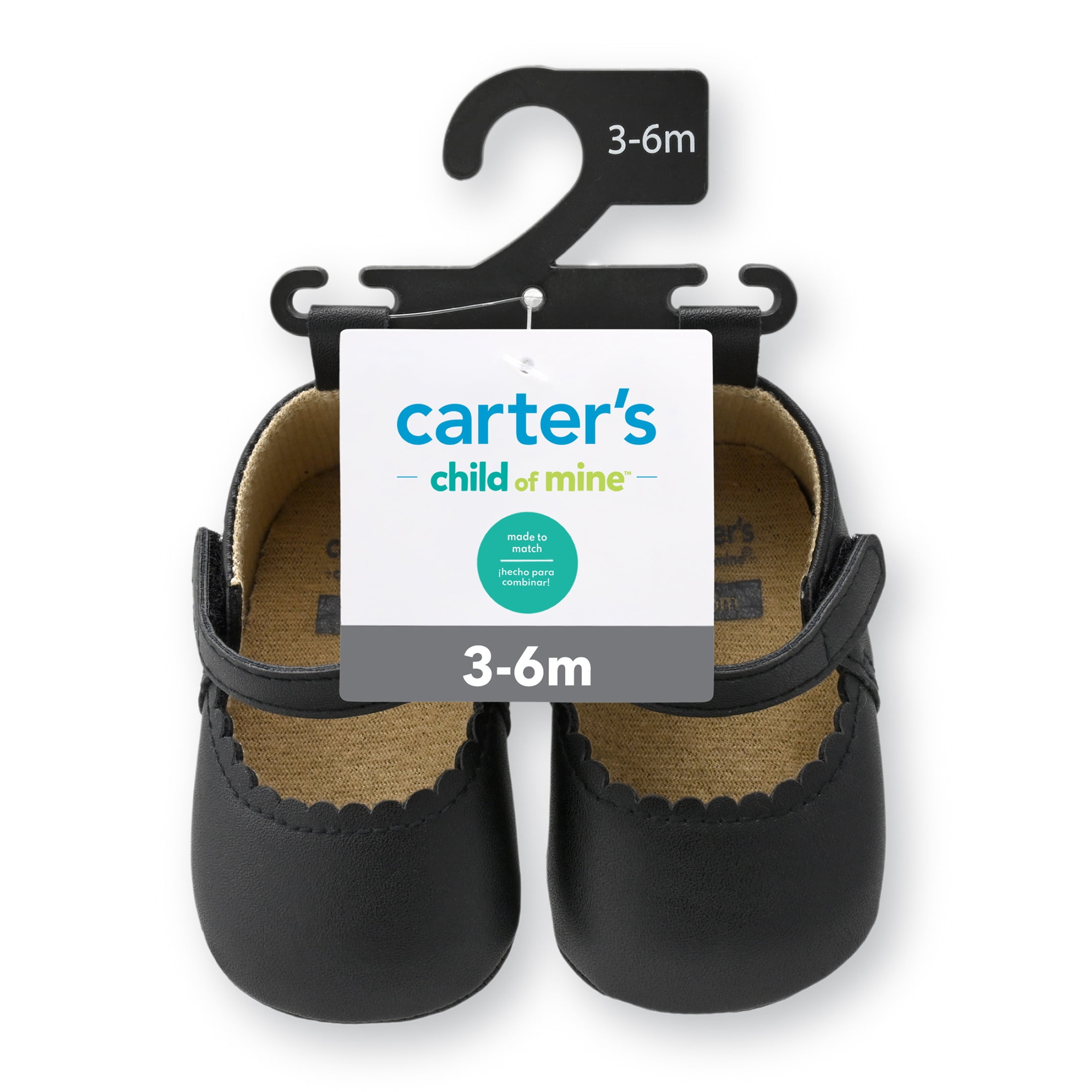 Carter's Child of Mine Infant Girls Mary Jane Shoes, Size 3-6 Months, Color Black