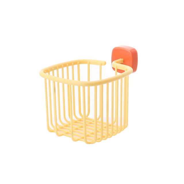 Bewildely Estante de papel sin perforaciones, cesta de almacenamiento hueca para cocina, caja decorativa, soporte adhesivo, champú para baño, Almacenamiento y organización del hogar Naranja amarillo