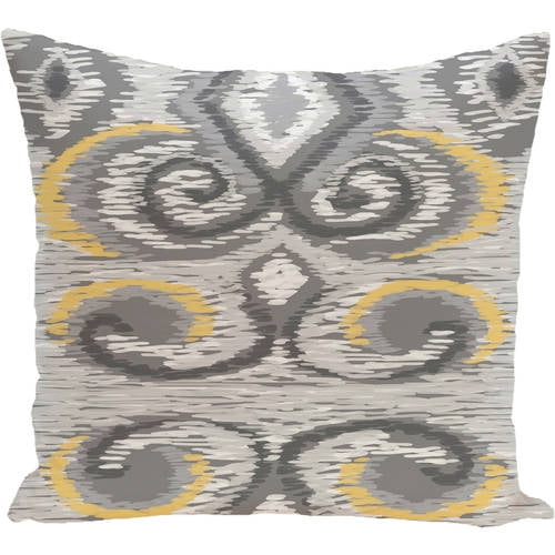 Simply Daisy 16" x 16" IKAT's Meow Geometric Print Outdoor Pillow, Grey