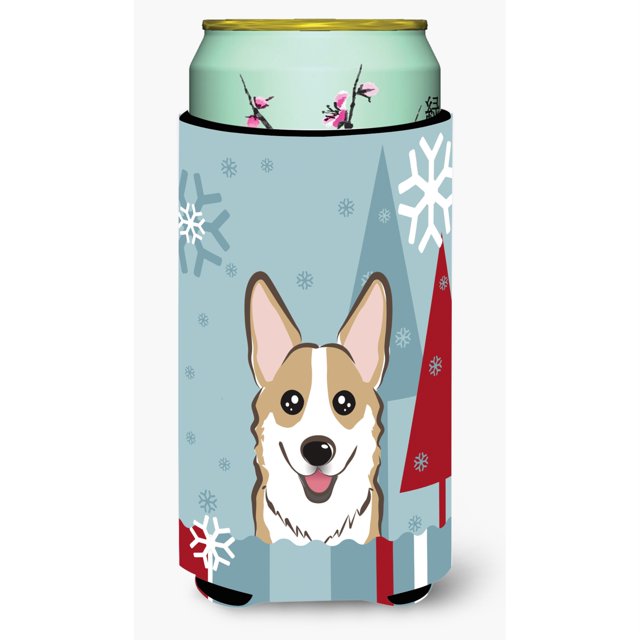 ""Caroline'S Treasures Vacaciones de invierno Sable Corgi Tall Boy Koozie Hugger Multicolor""