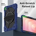thumbnail image 4 of Funda Resistente a Golpes para Samsung Galaxy Tab S11, Funda Protectora de Silicona + Capa de PC Anti Caída con Asa Giratoria de 360°, Soporte, Correa para el Hombro, Azul Oscuro, para Galaxy Tab S11, 4 of 9
