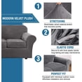 thumbnail image 4 of H.VERSAILTEX Stretch Velvet Arm Chair Slipcover, 2-Piece Elastic Furniture Protector, Fits 31–49 Inch Wide Armchair, Gray, 4 of 6