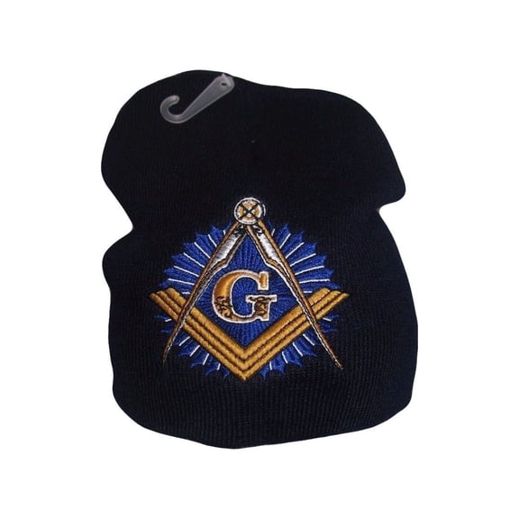 8" Dark Navy Blue Mason Masonic Symbol Snow Beanie Skull Cap Shadow WIN965 Hat