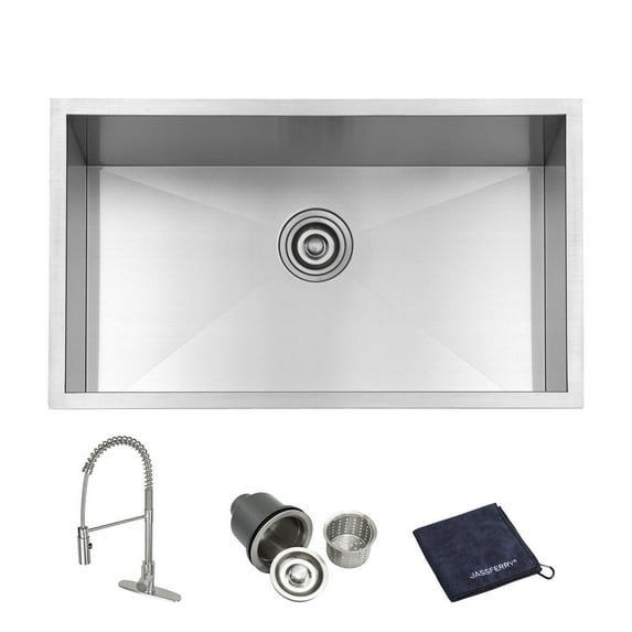 JASSFERRY 30 inch Undermount Kitchen Sink Faucet Comb 18 Gauge Stainless Steel