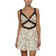 thumbnail image 1 of Coduop Women Sleeveless Summer Floral Mini Dress Lace Trim V Neck Spaghetti Strap Short Dress, 1 of 7