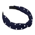 thumbnail image 5 of Unique Bargains 1 Pcs Hairband for Women Satin Knotted Pearl Headband Deep Blue 1.1 Inch Wide, 5 of 7