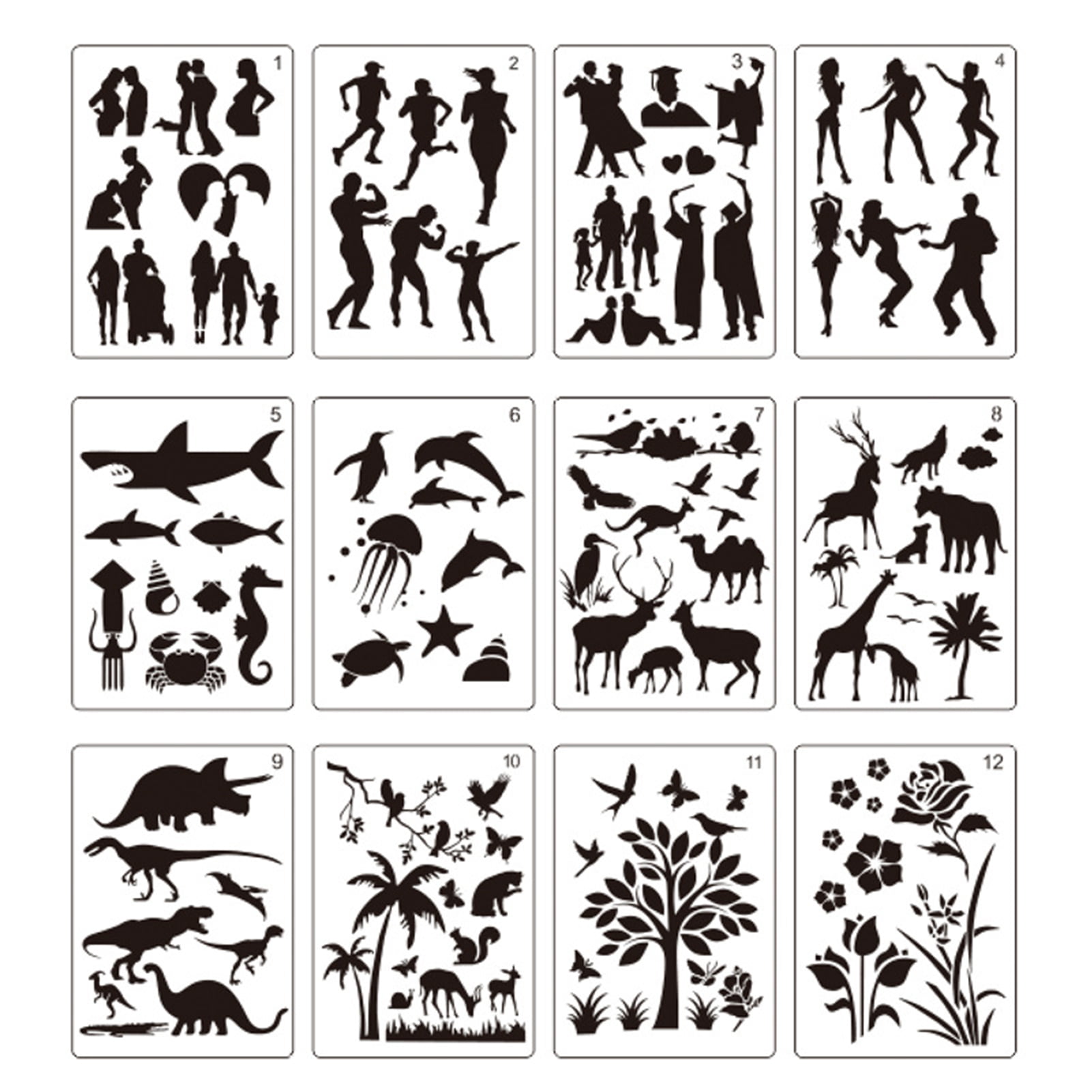 Drawing Painting Stencils,12 Pcs/set DIY Drawing Painting Craft Stencils Scale 
