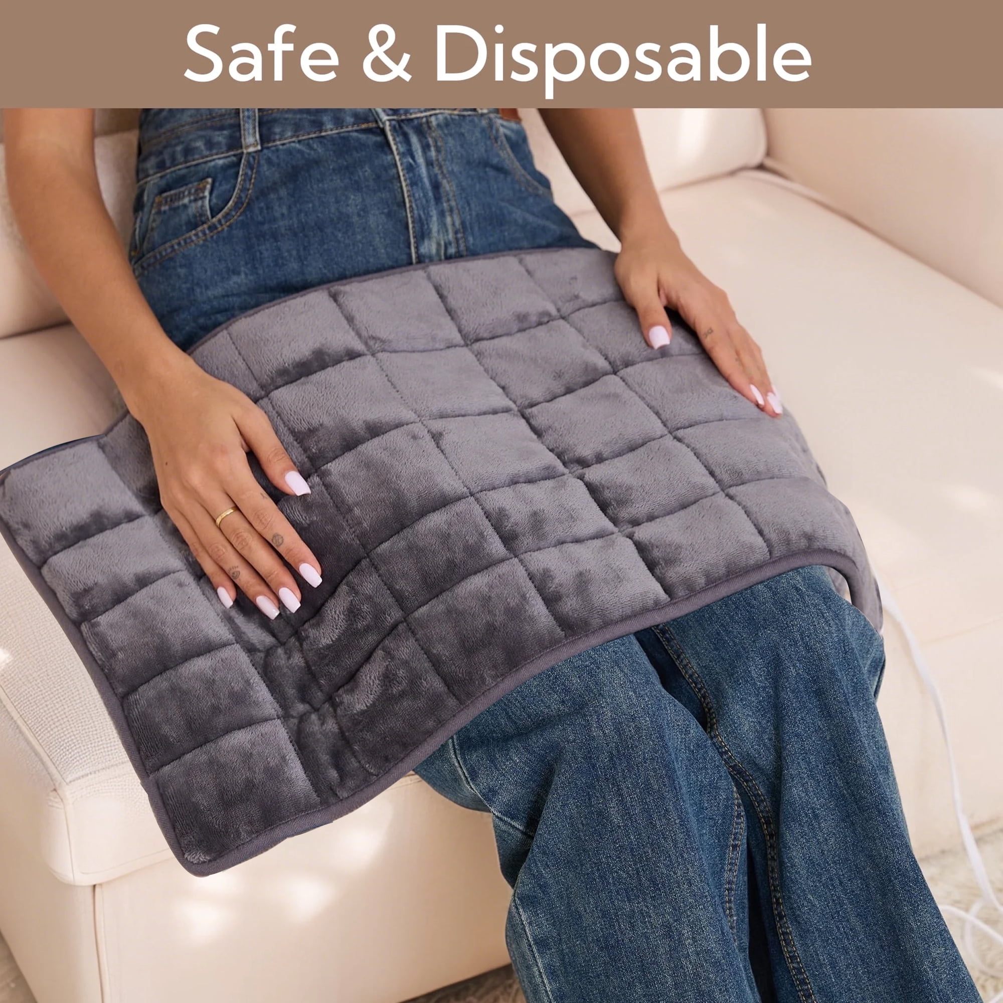 SUNNY HEAT Weighted Checkerboard Electric Heating Pad - 18x33 inches ,Soft Flannel,Gray, Relieve Body Aches (1 Piece)