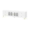 thumbnail image 6 of Harper & Bright Designs Modern TV Stand with Glass Doors for 75 inch TV, Wood TV Storage Cabinet Table with Drawers, Media Console Table with Metal Legs and Metal Handles for Living Room, White, 6 of 16