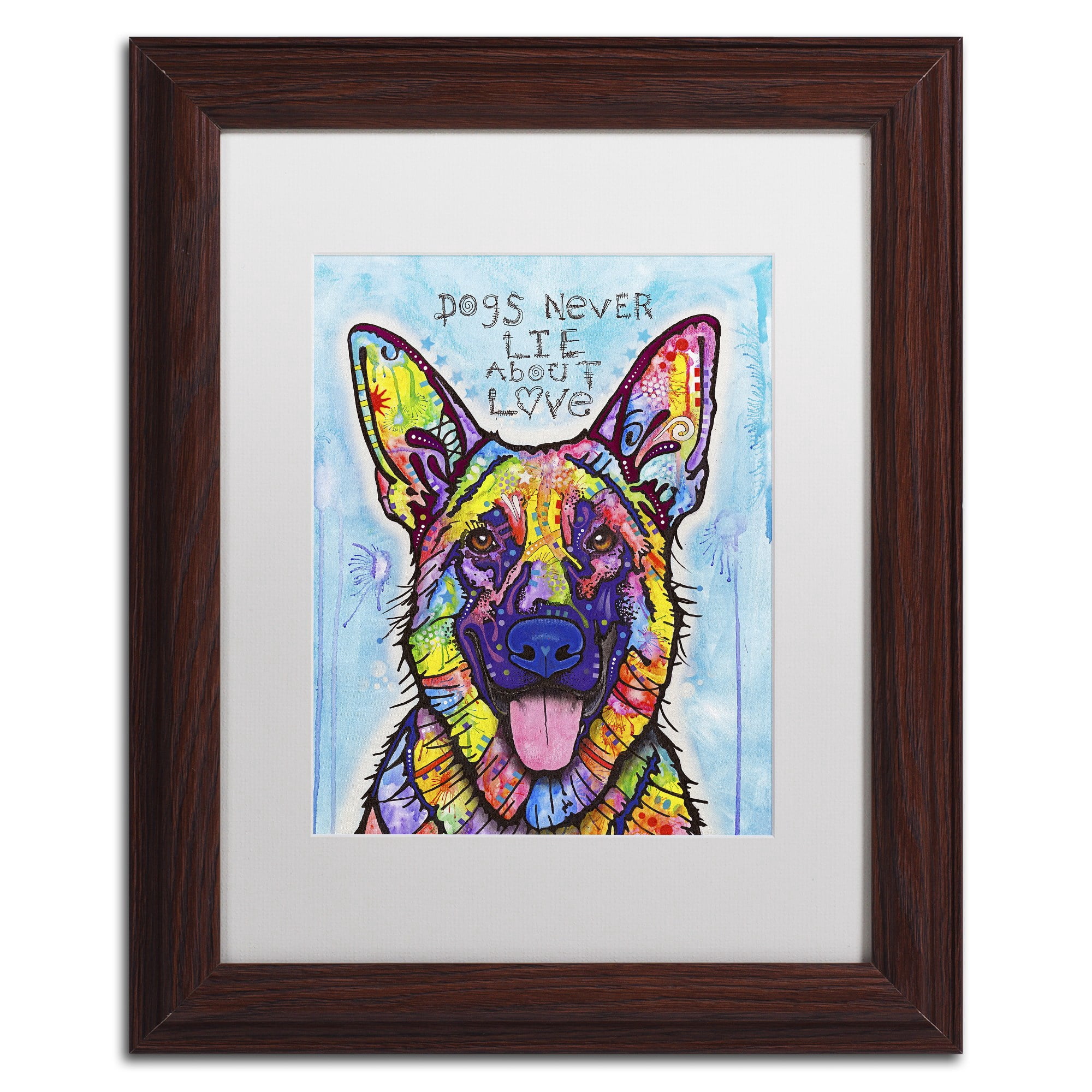 Trademark Fine Art 'Dogs Never Lie' Canvas Art by Dean Russo, White Matte, Wood Frame