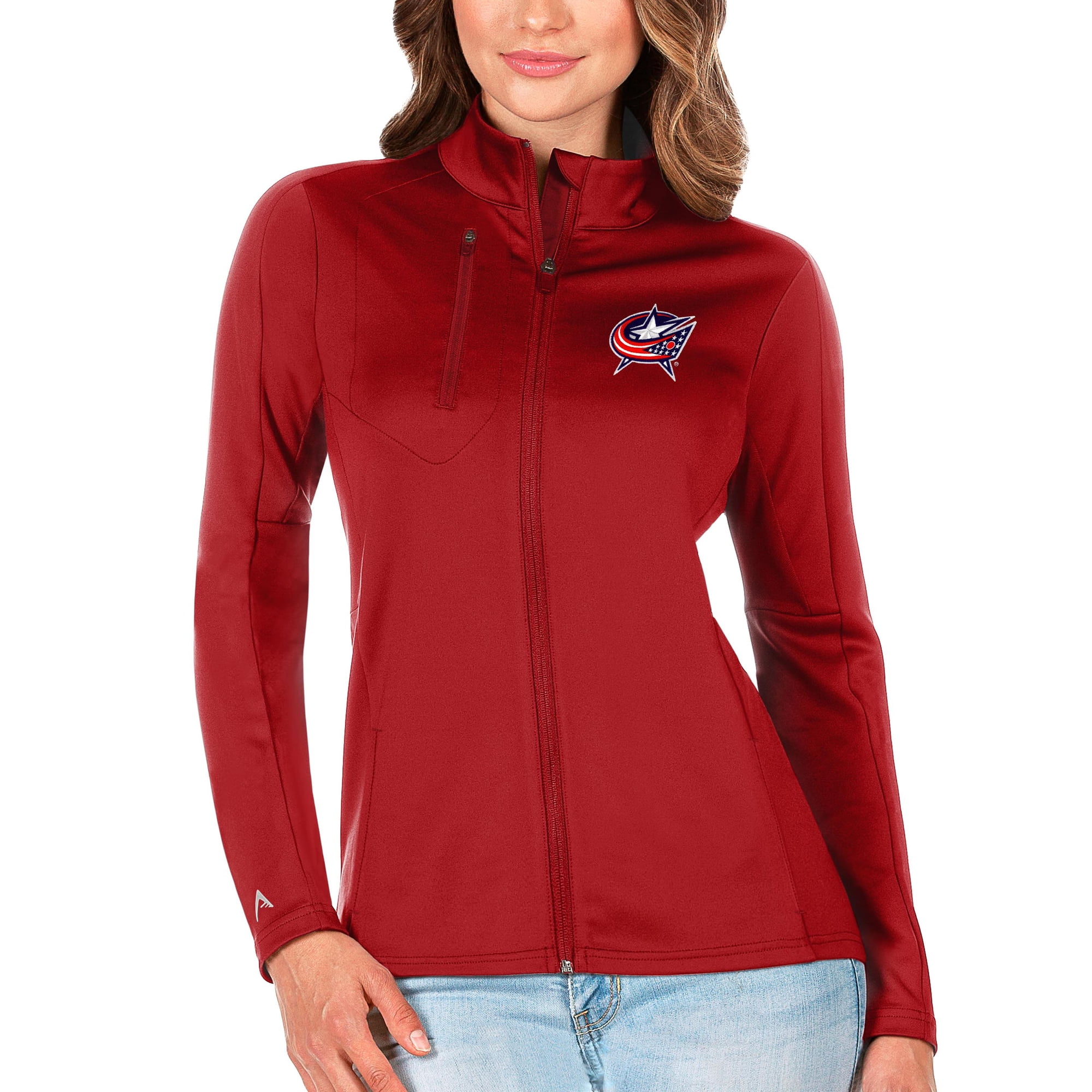Women's Antigua Red Columbus Blue Jackets Generation Full-Zip Jacket