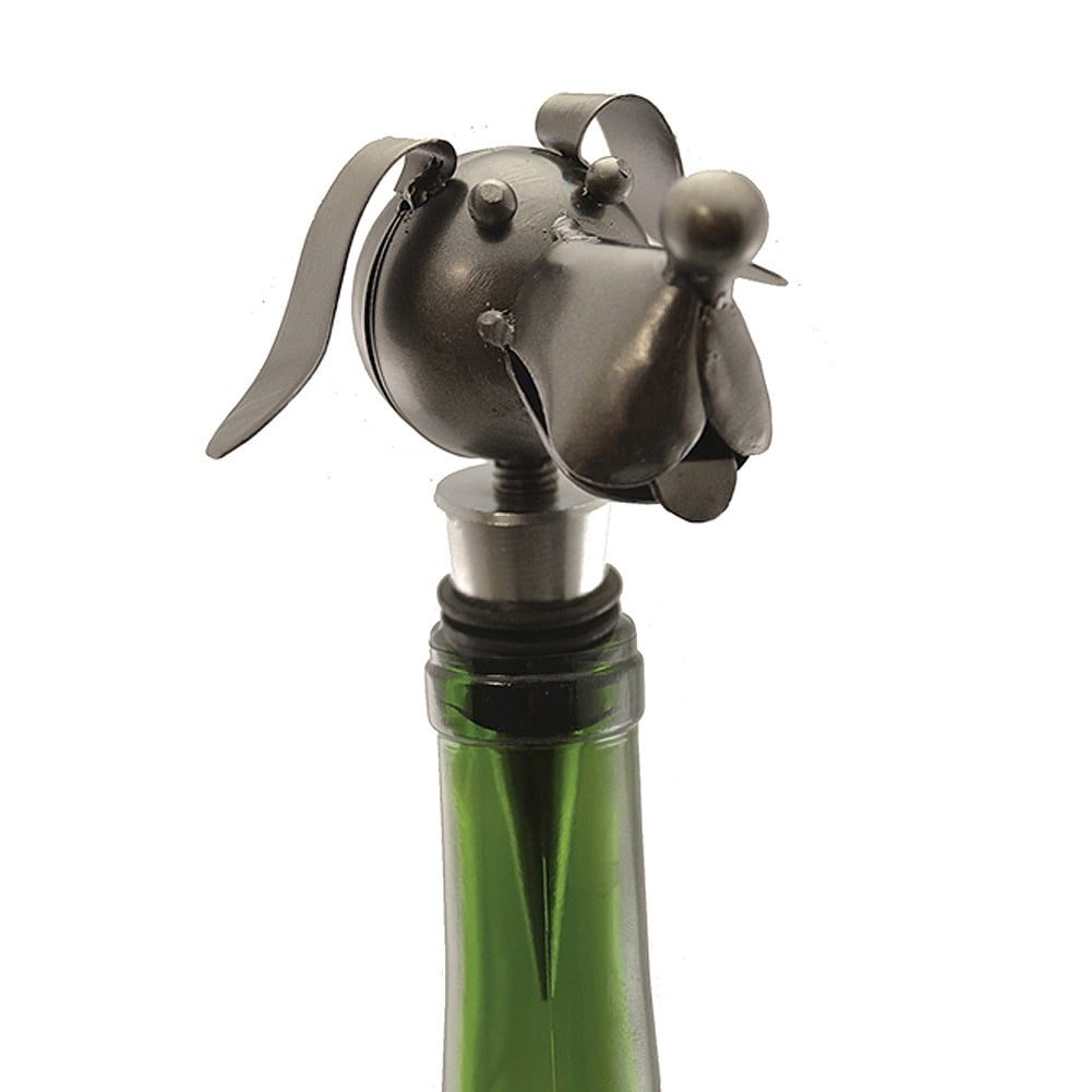 Cute Dog Wine Bottle Stopper 4.5" Tall Floppy Eared Canine w/ Rubber