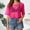 Hot Pink, variant on HuangHuanChen Women's Short Sleeve Tshirt Bodycon Tees Y2k See Through Blouse O Neck Mesh Crop Top for Women Clubwear Fishnet Top 1980S Black L