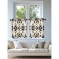thumbnail image 4 of Boho Black Brown Tier Curtains 36 Inch Length,Sheer Curtains for Bedroom Living Room Window Geometric Southwestern Ethnic Retro Rod Pocket Drapes Kitchen Curtains Small Half Window 27.5"x36" 2 Panels, 4 of 6