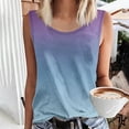 thumbnail image 2 of Tank Tops For Women Tops Casual Plus Size Summer Printed Gradient Color Top Round-Neck Sleeveless Tank Scoop Neck Shirts, 2 of 4