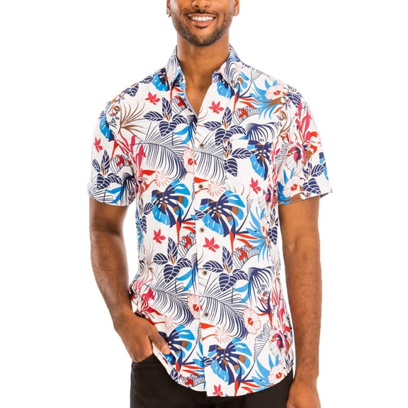 Men Hawaiian Shirt Vacation Short Sleeve Casual Button Down Shirts Summer Beach Shirt