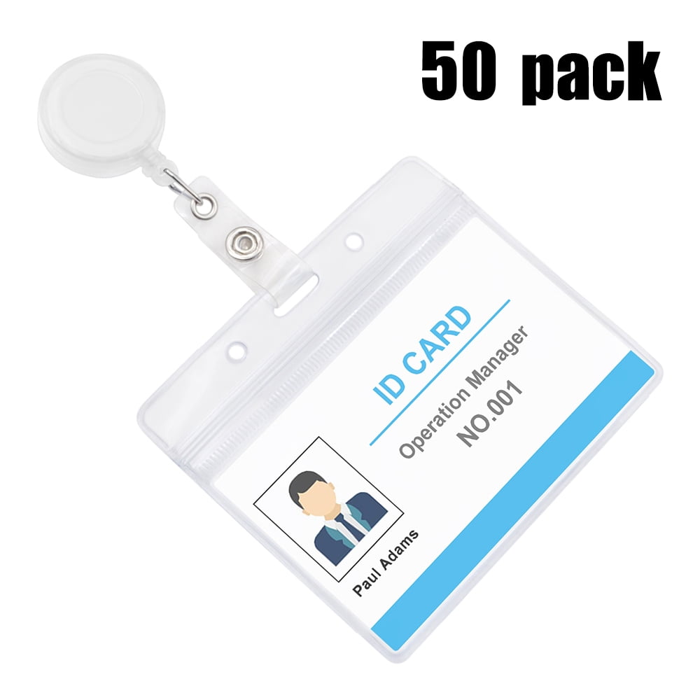 MUKA 50 Pcs Translucent Retractable Badge Holder Reel with Clear ...