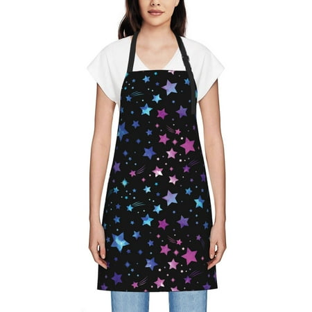 

Women S Waterproof Apron Dirt Resistant And Wear-Resistant Adjustable Apron Suitable For Cooking Flower Arrangement Painting Housework Glitter Star