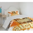 thumbnail image 4 of Ambesonne Tiki Bar Quilted Bedspread Set 2 Pcs, Hibiscus Flora, Twin Size, Orange Brown Pale Yellow, 4 of 6