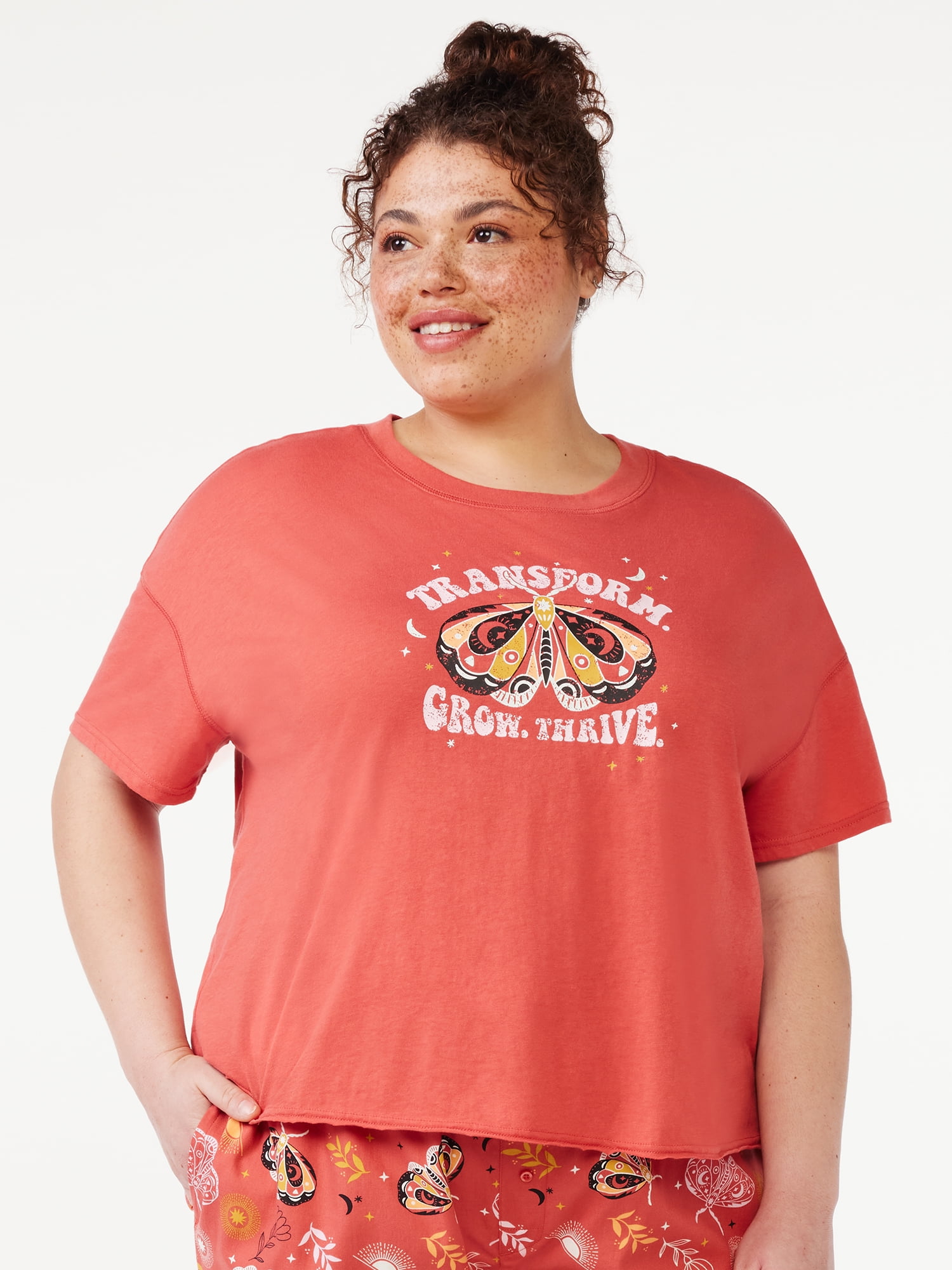 Joyspun Women's Graphic Sleep TShirt, Sizes S to 3X