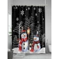 thumbnail image 5 of Black Christmas Shower Curtain Set, Waterproof Shower Curtains for Bathroom, Winter Snowman Xmas Tree Snowflake Washable Fabric Cloth Bath Curtain for Bathtub Decoration with Hooks 48x72 Inches, 5 of 6