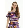 thumbnail image 5 of Women's Hawaiian Off-Shoulder Smock Top in Sunset Purple M, 5 of 5