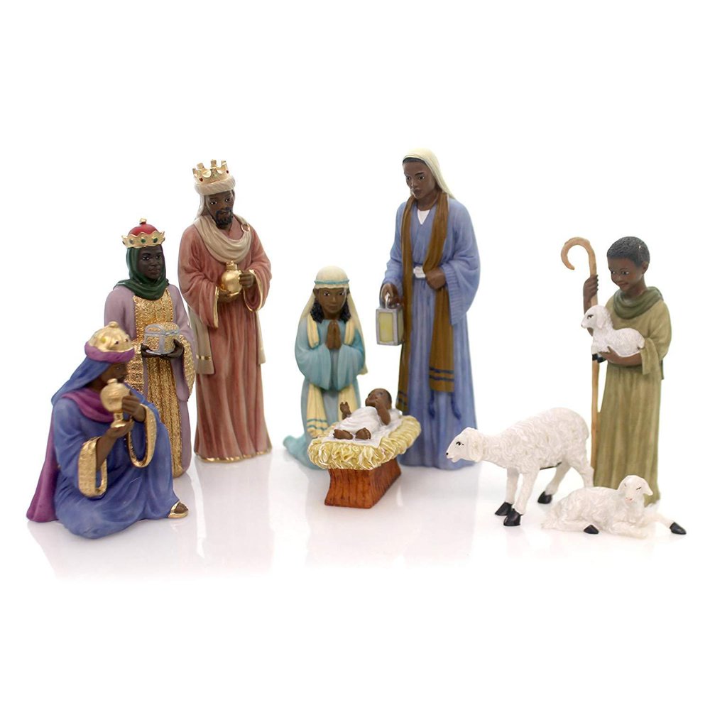 HOLY NATIVITY African American Christmas Figurine, 9 Piece Set, United