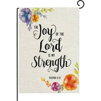 Biblical Quotes Garden Flag Vertical Double Sized,Joy of The Lord is My Strength Yard Outdoor Decoration 12.5 x 18 Inch