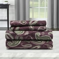 thumbnail image 5 of BNM Paisley Flannel Cotton Sheet Set, Split King, Purple, 5 of 6