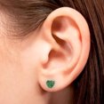 thumbnail image 3 of Lab-Created Emerald 6mm Heart Stud Earrings in 14k White Gold, 3 of 4
