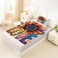thumbnail image 5 of Manfei Ink Love Twin Sheets, Graffiti Rainbow Sunflower Bedding, Cream Orange, 3-Piece, 1 Flat Sheet, 1 Fitted Sheet and 1 Pillowcase, 5 of 6