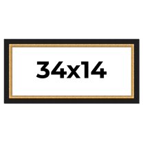 34x14 Frame Gold Real Wood Picture Frame Width 2.25 Inches | Interior Frame Depth 0.5 Inches |
