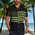 thumbnail image 6 of Jinhomg Mens Stars And Stripes Shirt Big And Tall Short Sleeve Button Down Shirts Casual Comfy American Flag Print Beach Tops Summer Vacation Outfit Black M, 6 of 7