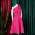 thumbnail image 5 of AURA Plus Size Women Off Shoulder High Waist Pleated A Line Midi Banquet Party Dress, 5 of 9