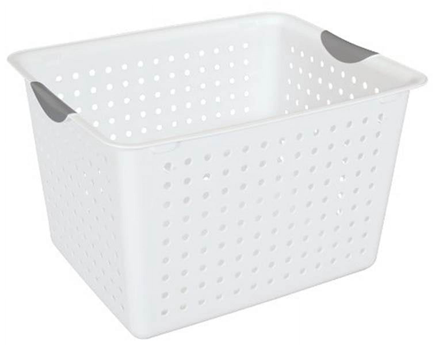 Sterilite Set of Ultra Plastic Storage Bin Baskets, 6 Deep and 12 Medium