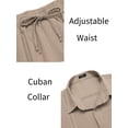 thumbnail image 5 of Coshow Men's Linen 2 Piece Set Long Sleeve Button Down Cuban Shirt and Pants Casual Summer Beach Outfit, 5 of 5