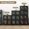 thumbnail image 5 of BROVIEW 400Qt Storage Bins with Lids, 100 Gal Plastic Stackable Storage Bins with Doors, Wheels, Collapsible Closet Organizers and Storage, Foldable Box Cabinet for Home Office Garage, 5 Pack Black, 5 of 9