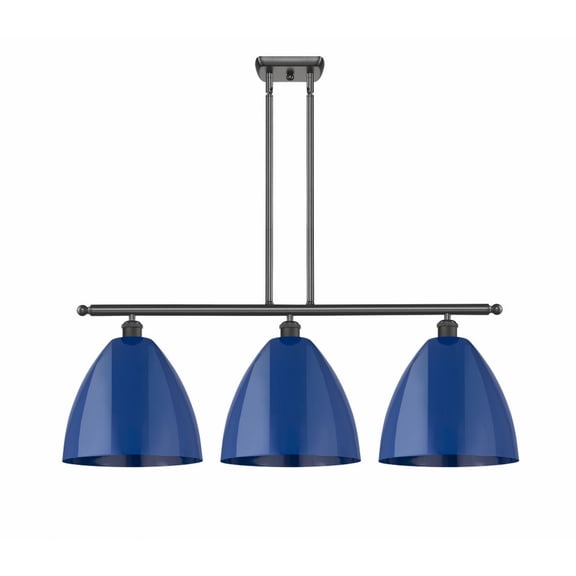 516-3I-OB-MBD-12-BL Innovations Lighting Plymouth Dome - 3 Light Island In Industrial Style-14.25 Inches Tall and 38.5 Inches Wide-Oil Rubbed Bronze
