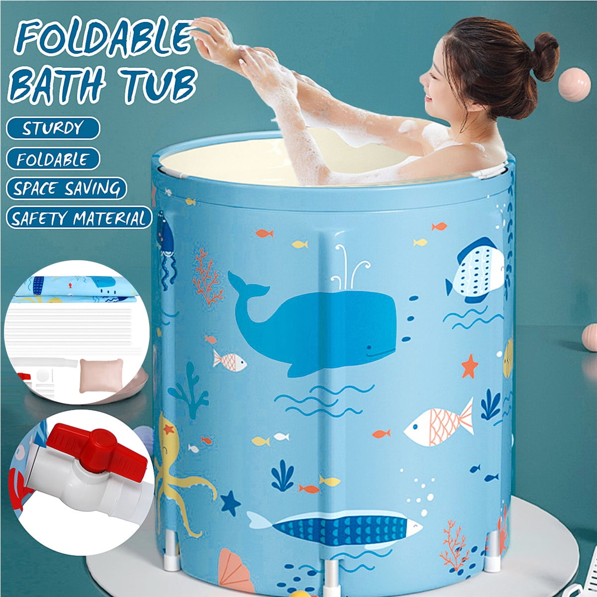 US Portable Folding Bathtub Home Water Tub Spa Bath Bucket Barrel Swimming Pool 