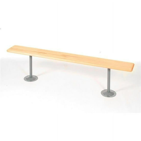 Locker Bench with Hardwood Top & Steel Tube Pedestals, Bolt Down - 60 x 9.5 x 17 in.